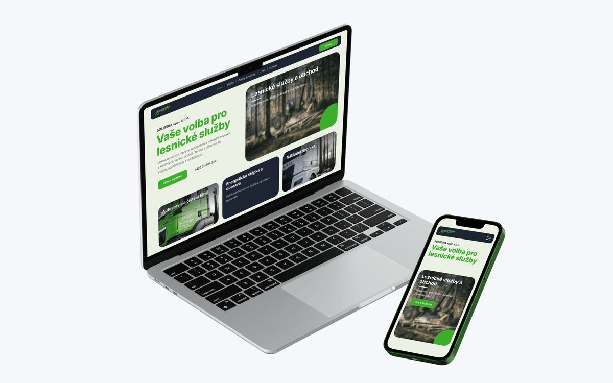 Web Solitera na notebooku a mobilu